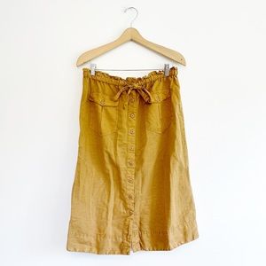 SUNDANCE linen cotton blend midi skirt